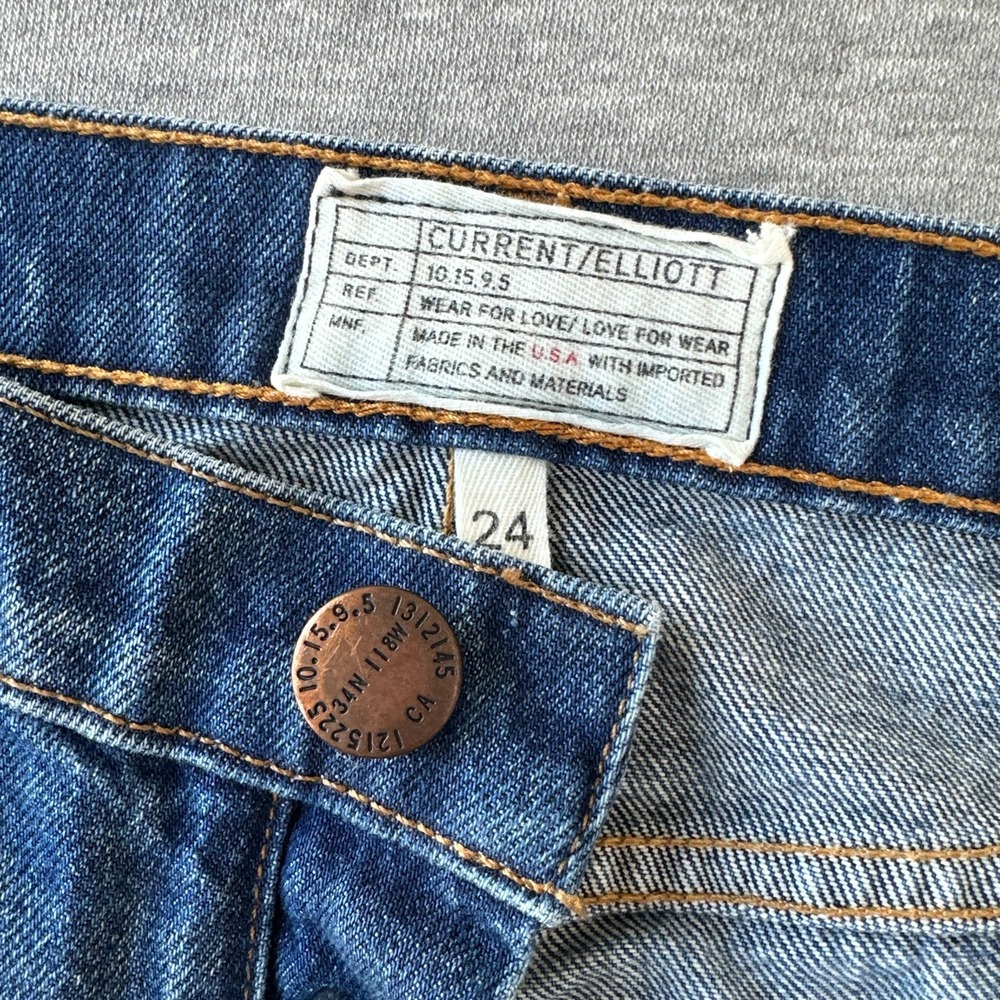 Current Elliott The Slouchy Skinny Jeans Zephyr Destroy Blue W24 Made in USA - Picture 3 of 16